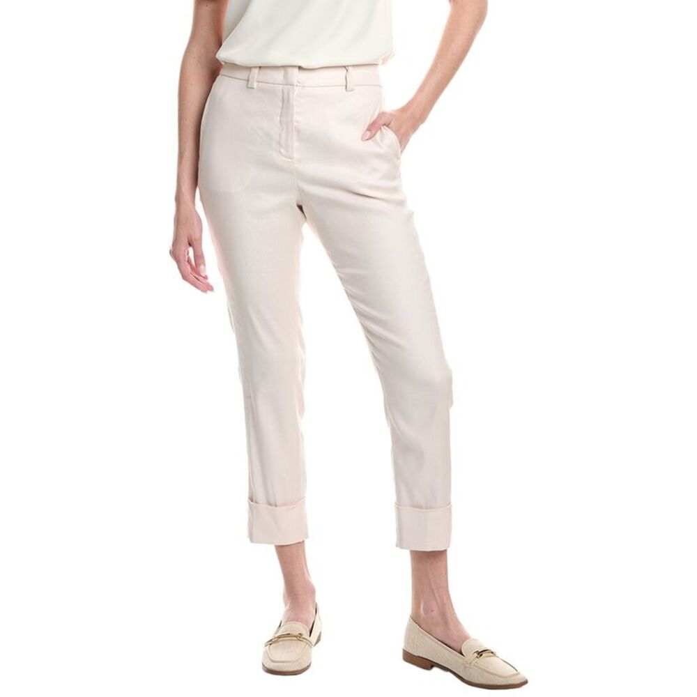 Peserico Womens  Linen-Blend Pant, Pink